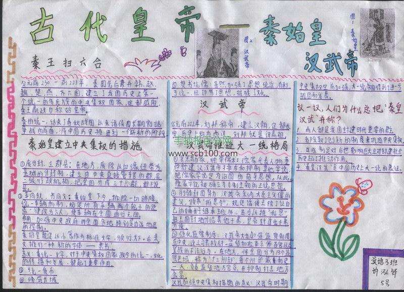 古代皇帝历史手抄报内容